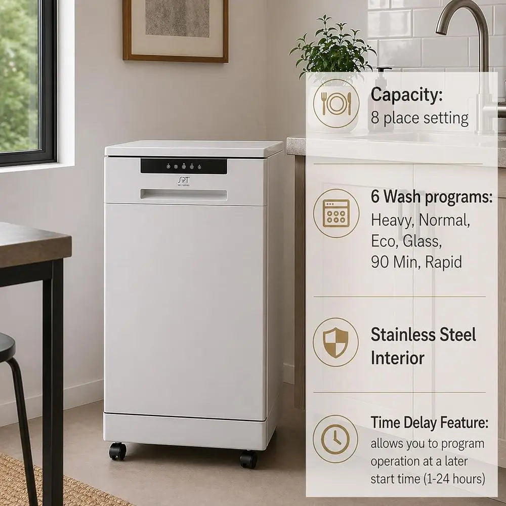 SD-9263W 18″ Energy Star Portable Dishwasher – White
