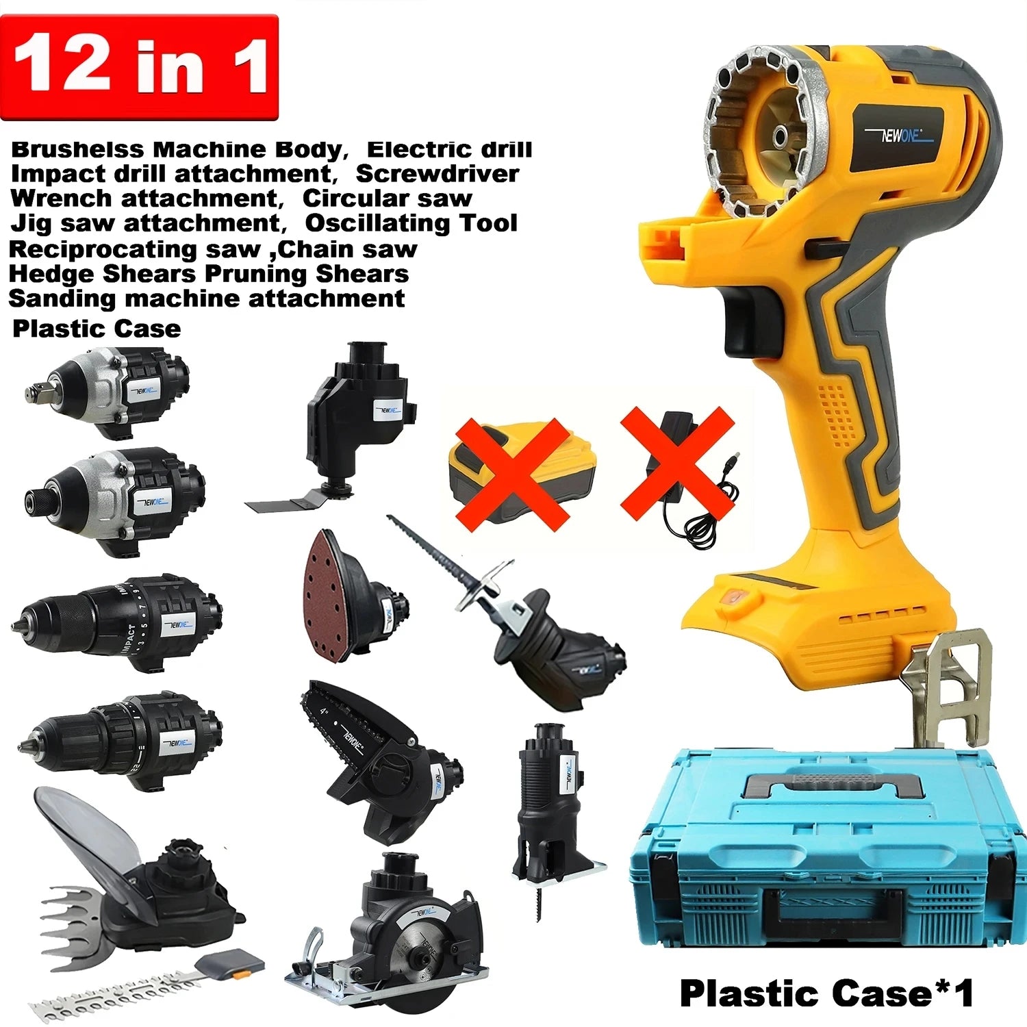 Brushless multifunctional 12-in-1 power tool combination set, a variety of accessories combination is very practical a good gift