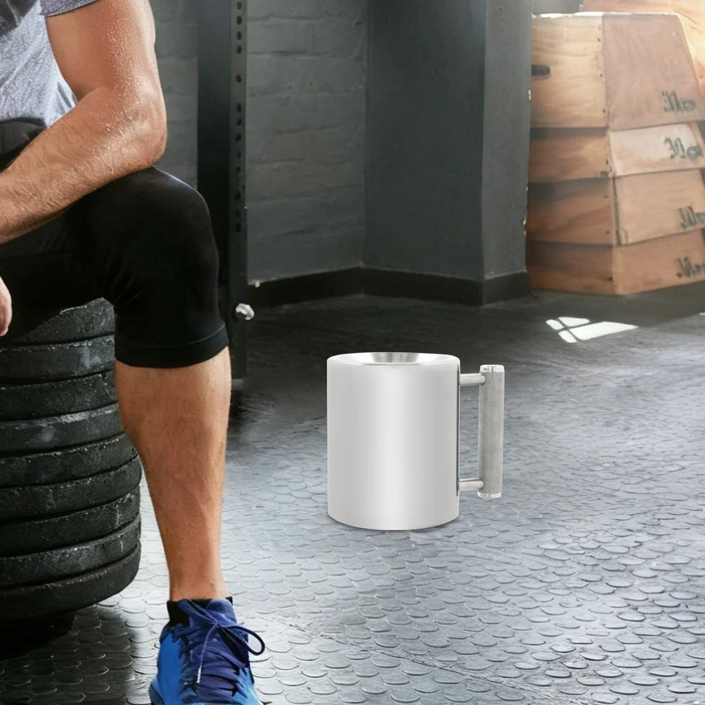 Dumbbell Heavy Cup, 12kg Stainless Steel Heavy Mug, 304 Stainless Steel Dumbbell Cup 400ml Strength Training for Gym Office