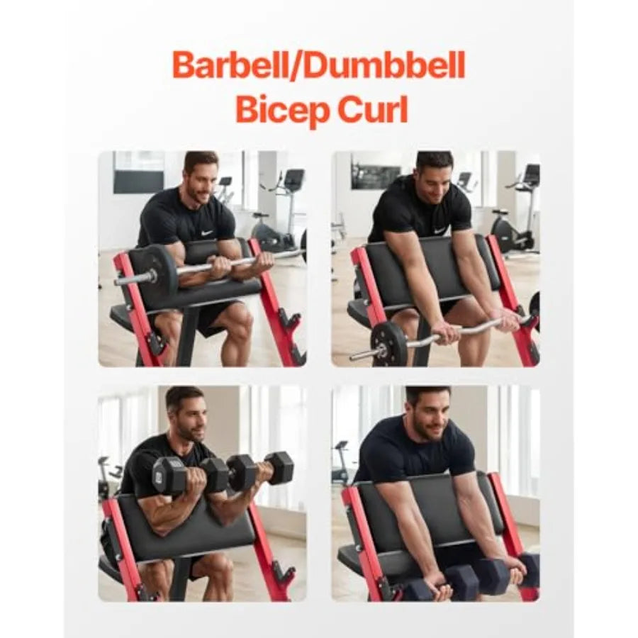 Preacher Curl Bench, Strength Training Benches, Max load 660 LBS Home Gym Fitness Equipment, Seated Arm Isolated Barbell Dumbbe