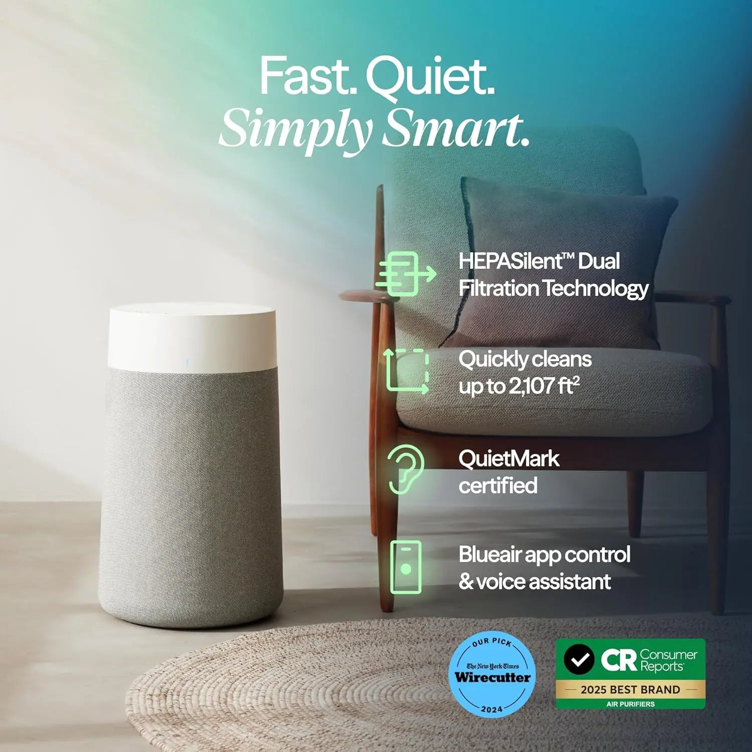 Blue Pure 311i Max Smart Air Purifier for Medium Rooms up to 1,800 Sq Ft HEPASilent Air Cleaner for Pets Allergies Smoke