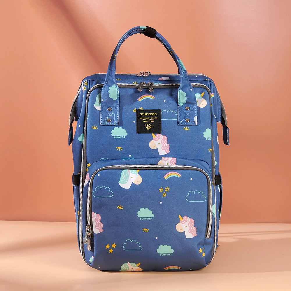Sunveno Diaper Backpack Bag Mommy Large Capacity Bag Multi-function Waterproof Outdoor Travel Diaper Bags