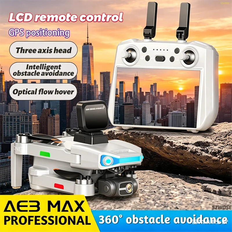 AE3 PRO MAX GPS Digital FPV with 8K HD Camera 3-Axis EIS Gimbal Obstacle Avoidance Touchable Screen Controller Brushless Drone