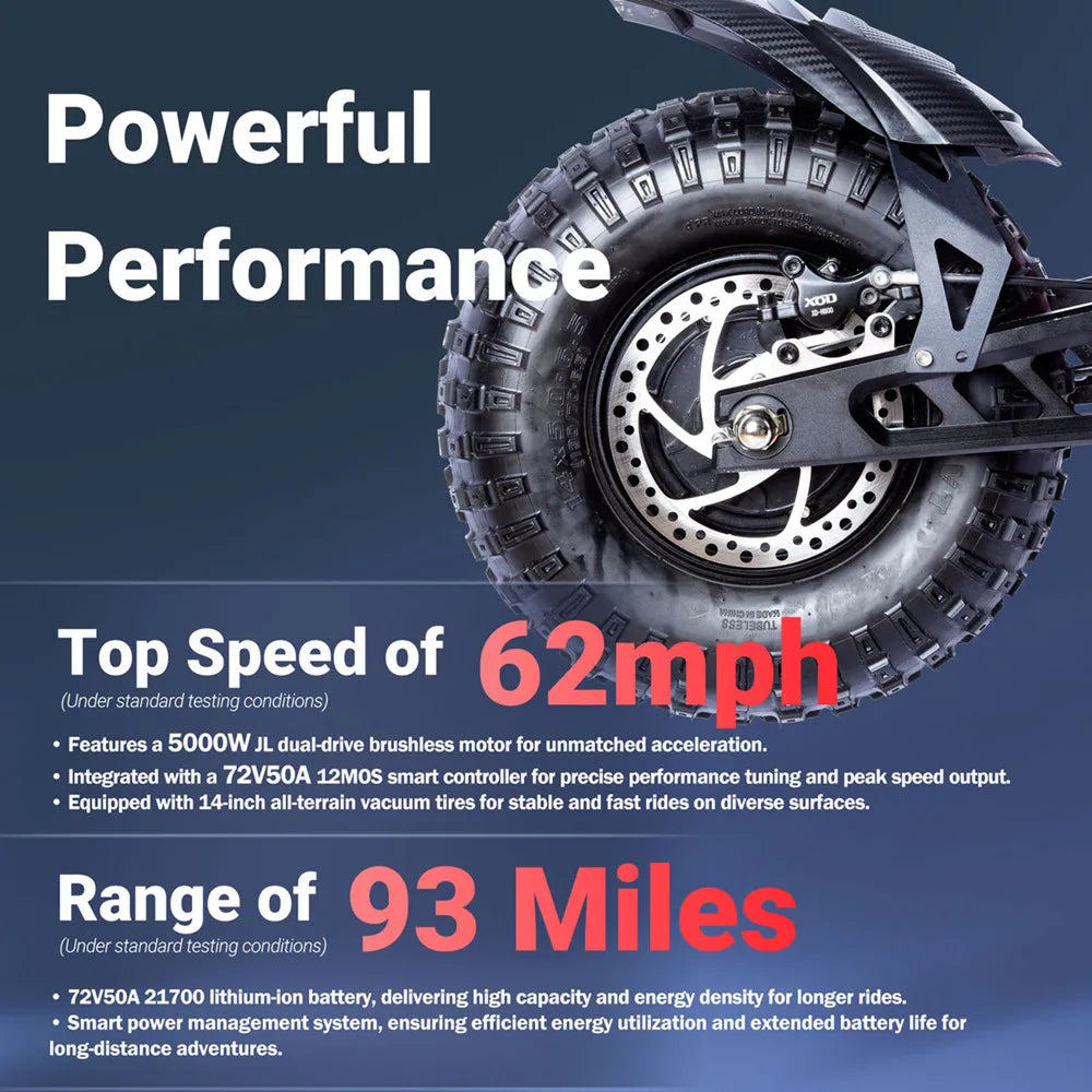 US Stock Toursor Scooter 72V 10000W Scooter Motorcycle with 14 inch Off Road Top Speed 62MPH Electric Motorcycle
