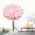 Artificial Cherry Trees Indoor Decor: Handmade Natural Fake Cherry Blossom Pink Tree Outdoor For Party Wedding Christmas