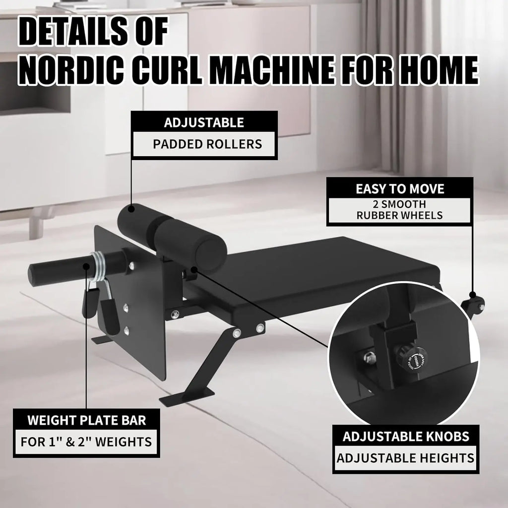 ‌Nordic Hamstring Curl Machine,Height Adjustable Nordic Curl Bench, Compact Home Gym Equipment for Strength Training for Home