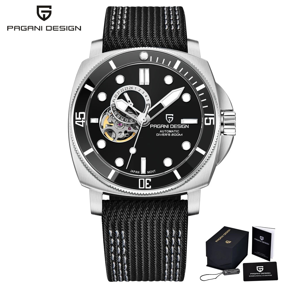 PAGANI DESIGN Mens Watches 2024 Luxury Tourbillon NH39 Mechanical Automatic Watch For Men Sports Ceramic Bezels Waterproof Clock