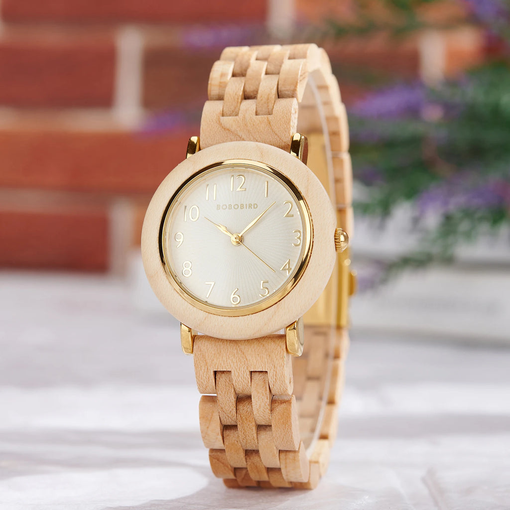 BOBO BIRD Women's Wooden Watch 2025 New Elegant Quartz Wristwatch for Ladies and Girl Natural Wood Timepiece Gift for Girlfriend