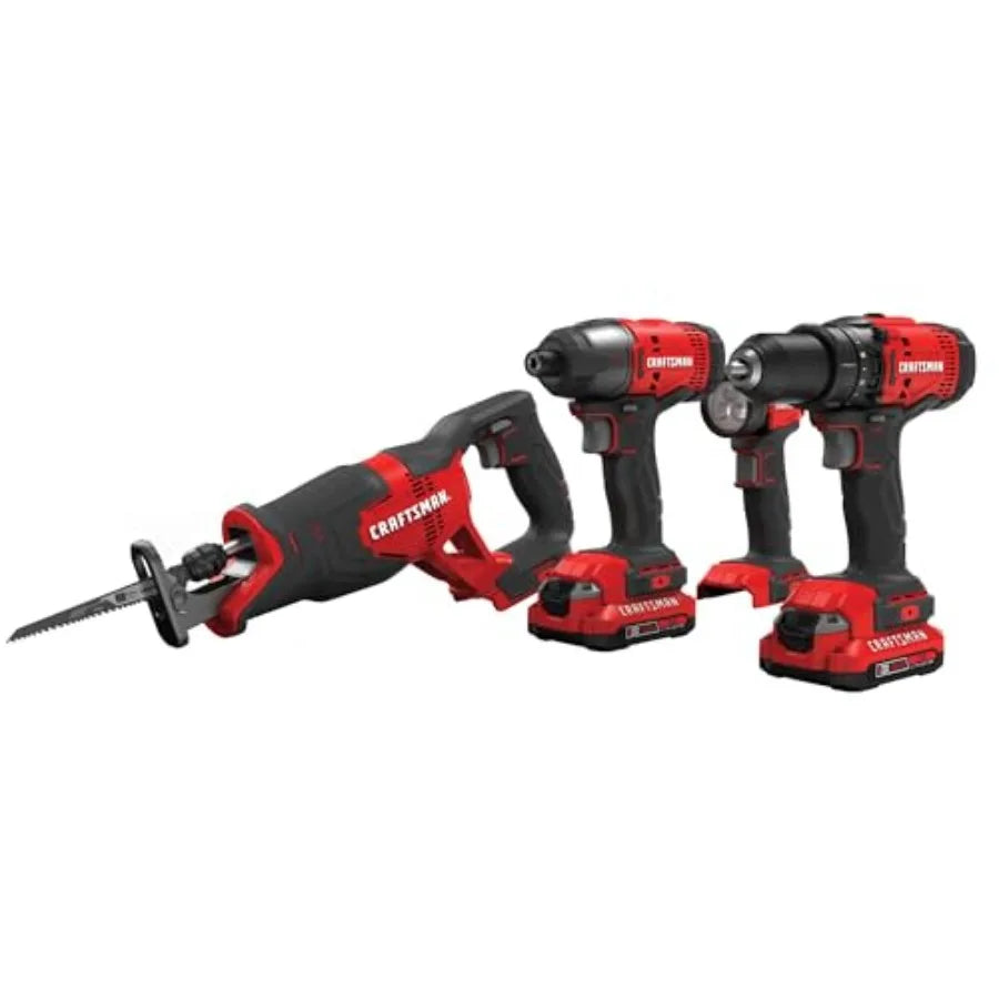 【Spot goods】V20 Cordless 4-Tool Power Tool Combo Kit with 2 Batteries and Charger CMCK400D2