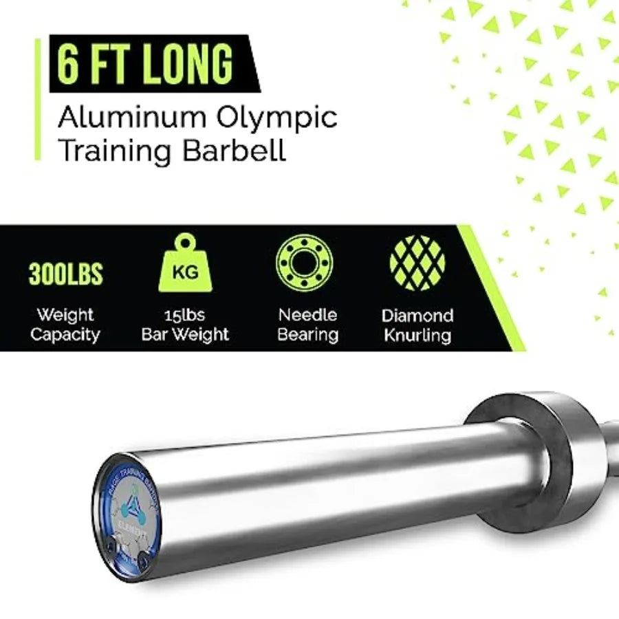 Training Barbell 6FT (15 Pound Weight) (300 LBS Capacity) Home Gym Fitness Equipment Strength Training Workout Bar Weight bar