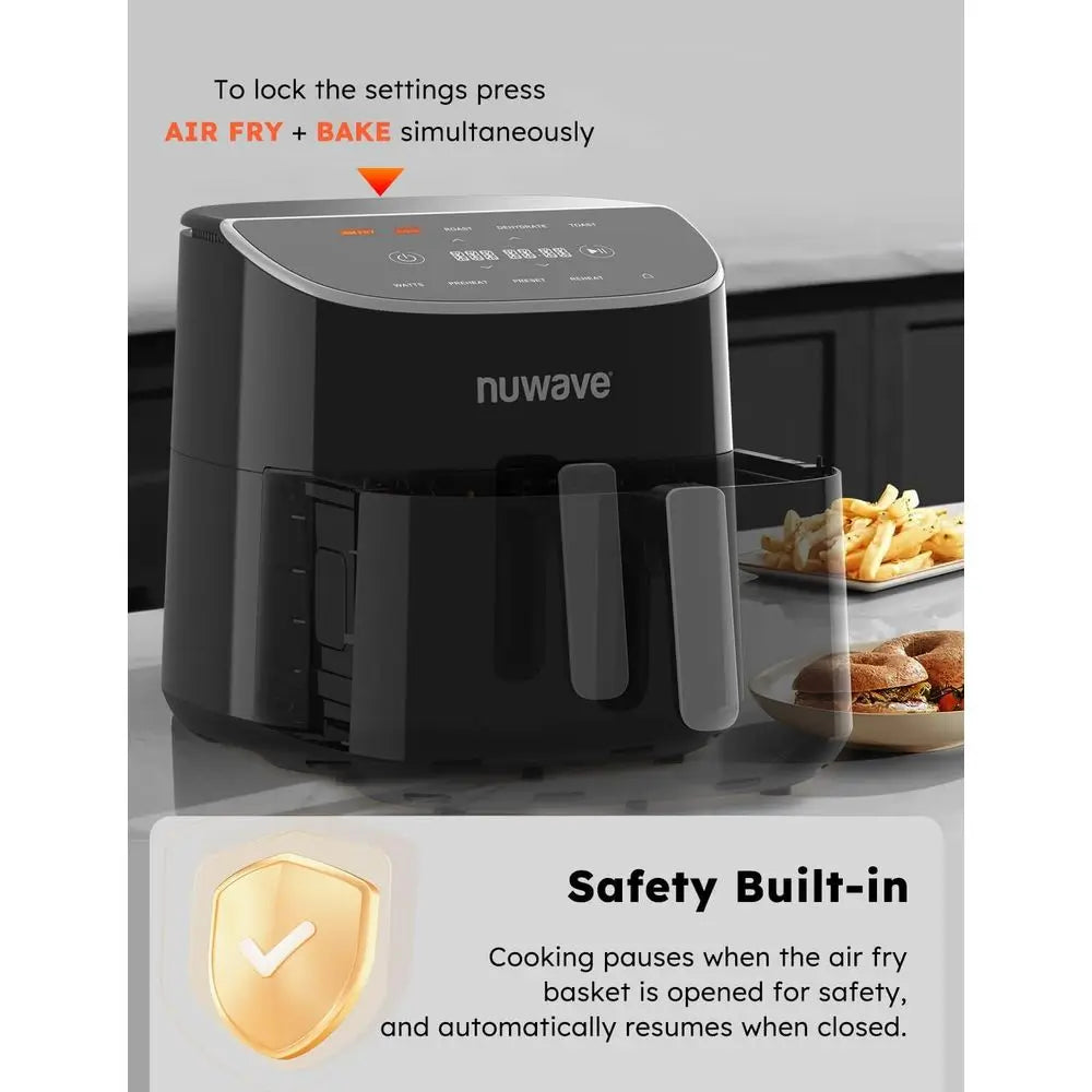 8 Qt Digital Air Fryer with 5 Cooking Functions, 100 Presets, 50 Memory, 3 Wattages, Cool White Display, 50°-400° Precise Temper