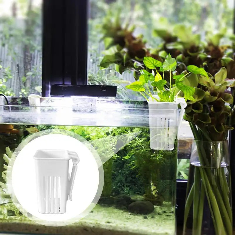 Hanging Aquarium Plant Holder Plastic Aquarium Hooks Planter Cups Planter Baskets Practical Aquatic Pot Box Aquascape Decoration