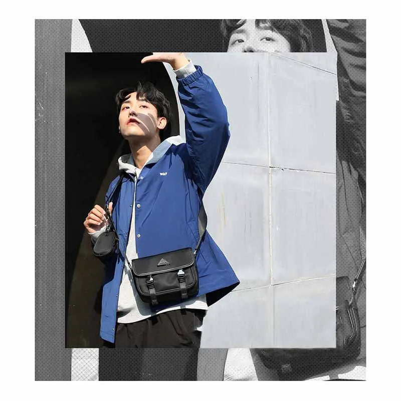 BOPAI Men's Waterproof Messenger Bag Multi-functional Vintage Shoulder Bag Casual Travel Bag Large-capacity Fashion Bag