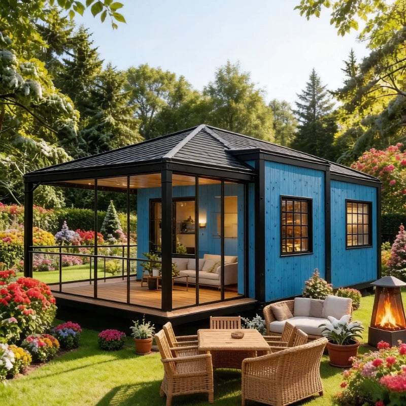 Hot Sale Mobile Tiny Home Forest Cabin Warehouse Barn Prefab House Expandable Steel Container House Sunroom Garden Rooms