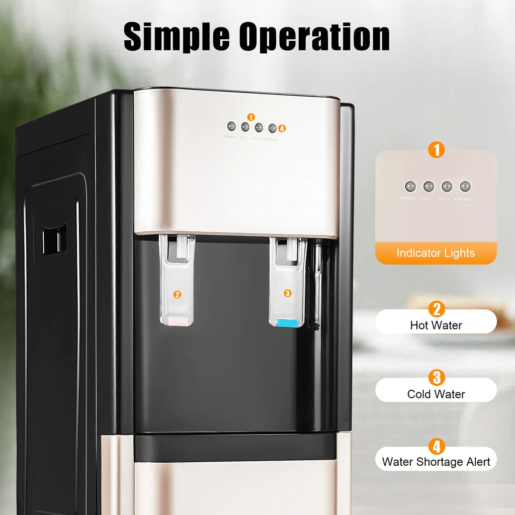 620W Bottom Loading Water Dispenser with Hot and Cold Water, Floor Standing Water Cooler with Heating and Cooling Functions for Home Office Living Room