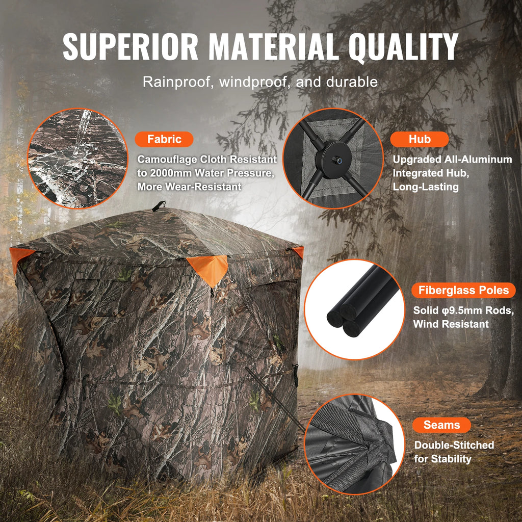 SucceBuy Hunting Blind, 270° See Through Ground Blind, 2-3 Person Pop Up Deer Blind for Hunting with Carrying Bag, Portable Tent
