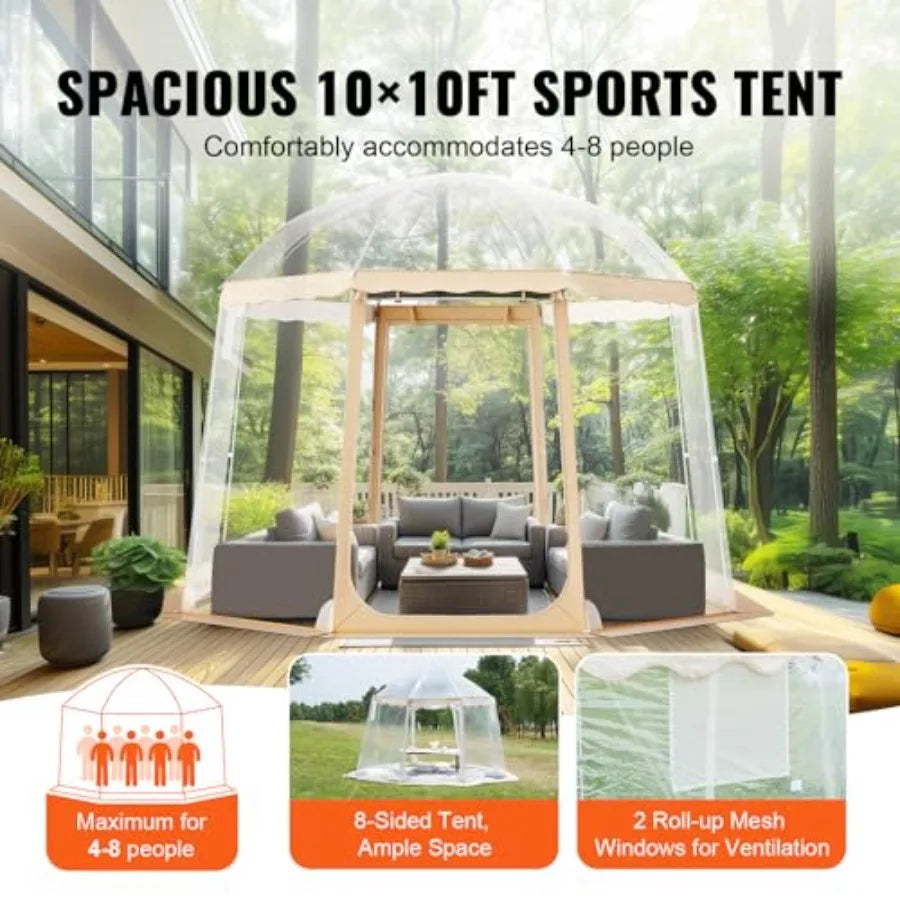Upgraded Pop Up Bubble Tent for 48 People with Simple Assembly Required 10x9.2ft Large Outdoor Clear Bubble Tent Dome Shelter W