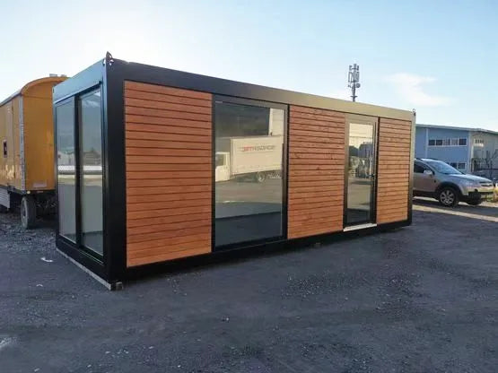 20ft Prefab Container Office Modular Storage Pod Glass Hut Garden Shed Tiny House