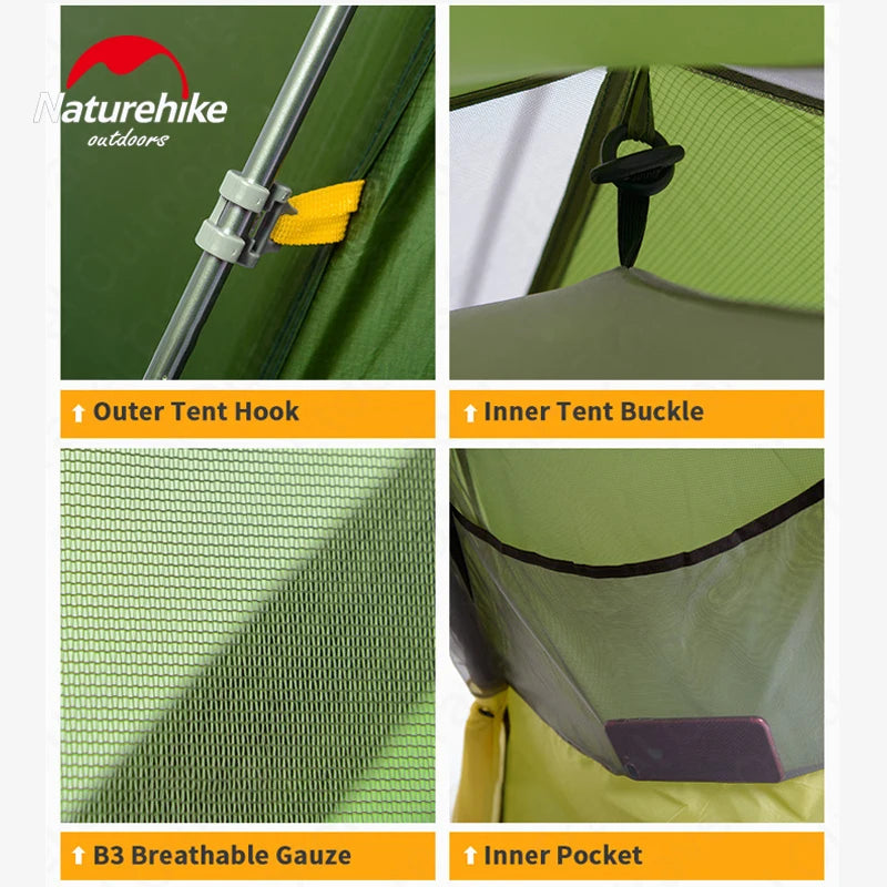 Naturehike Cloud Peak Camping Tent Ultralight Portable Travel Waterproof Tourist Hiking Awning Double Layer Tent 20D 2 People