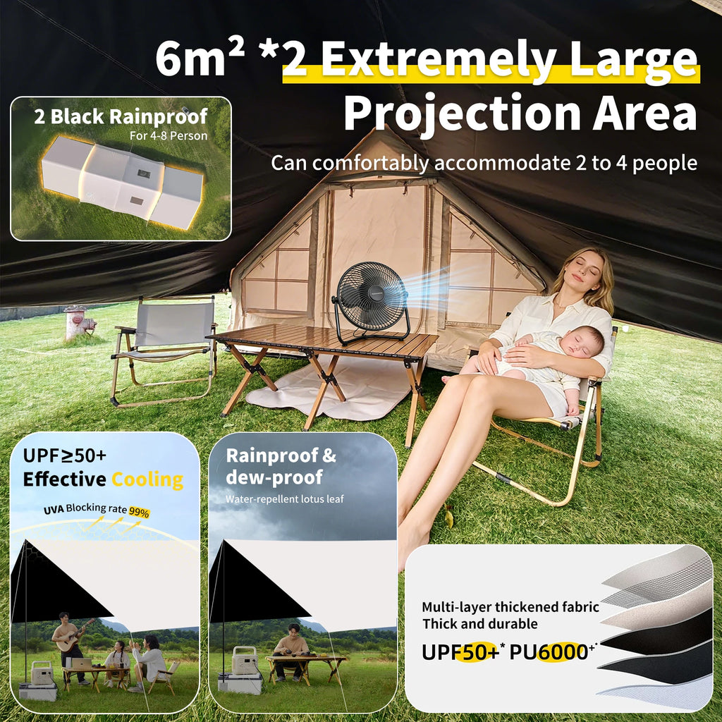 Inflatable Camping Tent 8-10 Person,129 Square Feets Large Inflatable Camping Tent with Canopy,Blow up Tent with AC Vent