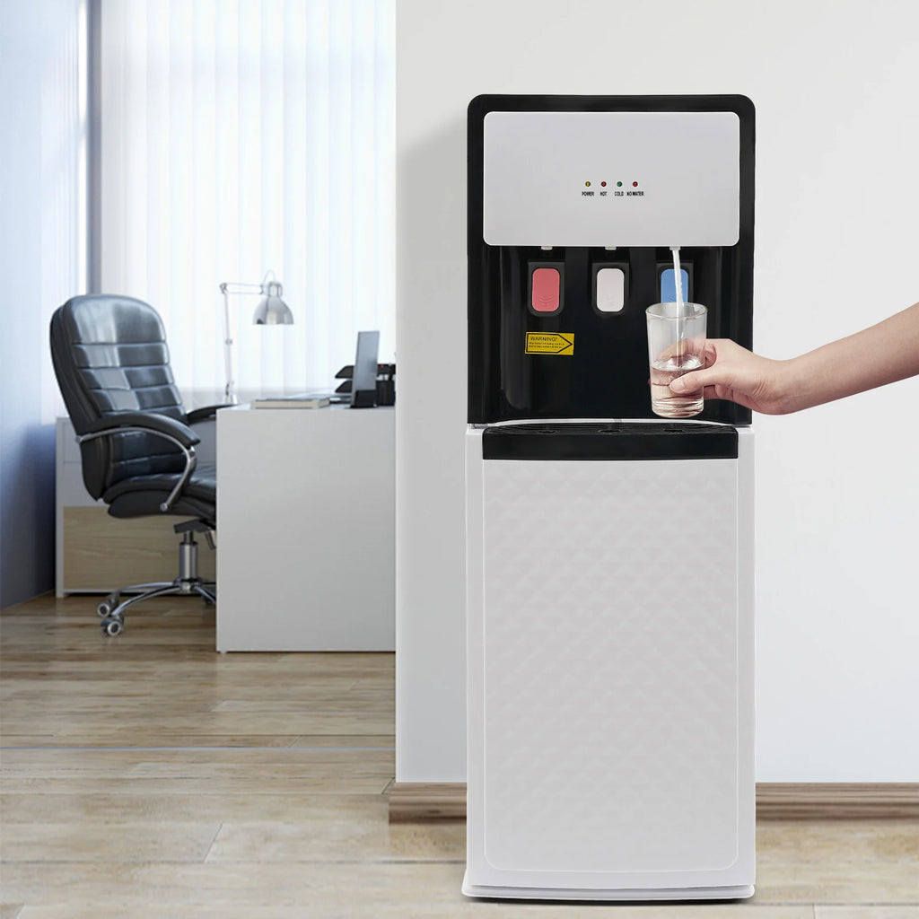 White Bottom Loading Water Cooler Dispenser,Hot & Cold Standing PP Water Dispenser Floor Standing for Home,Commercial