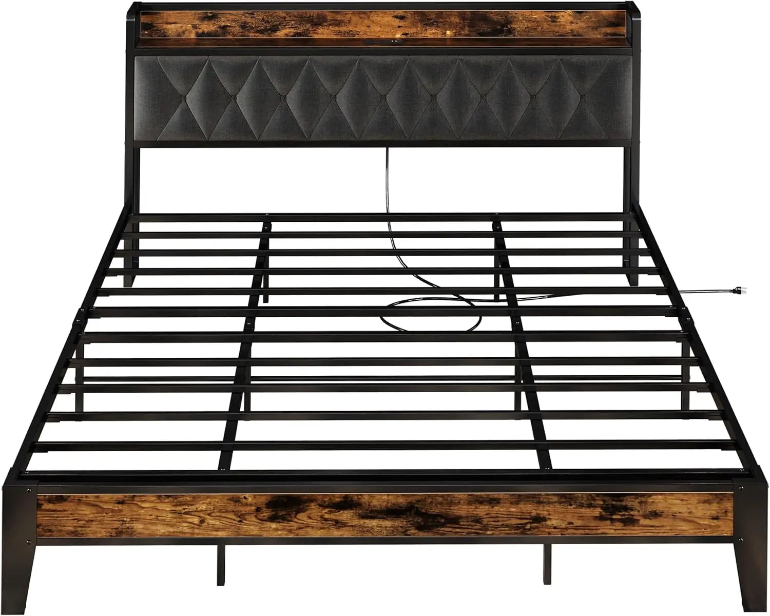 ANCTOR Twin/TwinXL/Full/Queen/King/CaliforniaKing Bed Frames, Storage Headboard with Outlets, No Noise, No Box Springs Needed