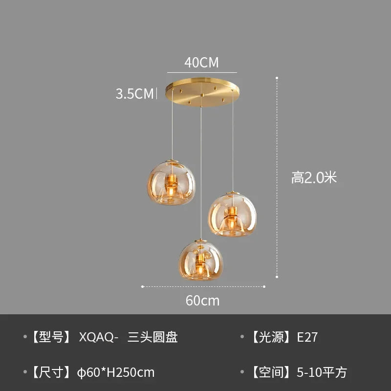 Modern Minimalist Glass Ceiling Light Nordic Texture LED Dinning Room Lamp Corridor Lustre Creative Living Room Lighting E27