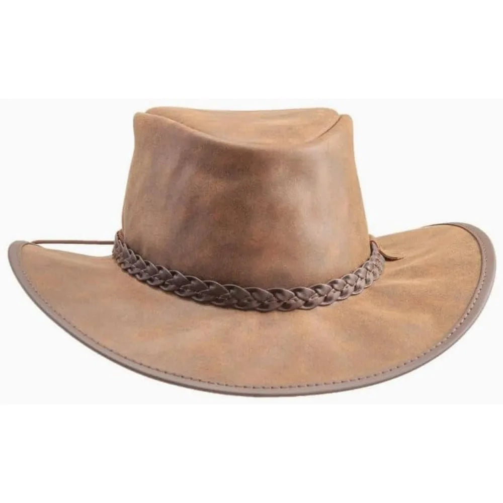 Cowboy Hats - Premium Leather Crushable Outback Hat, Handcrafted for Travel Durability and Style