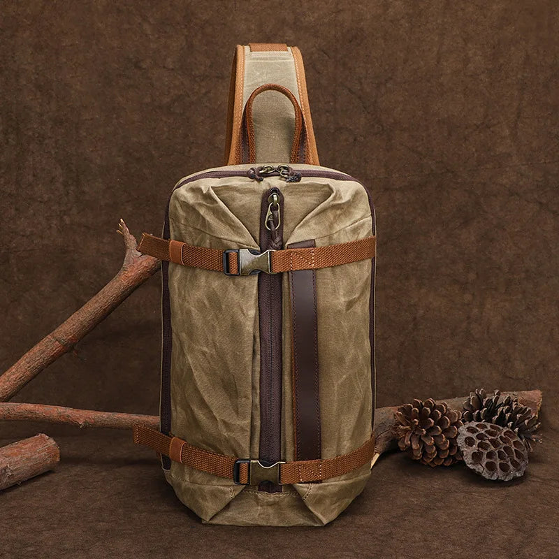 Canvas Bag Large Capacity Chest Bag Single Shoulder Backpack Men's Multifunctional Outdoor Messenger Bag Fashion Bag