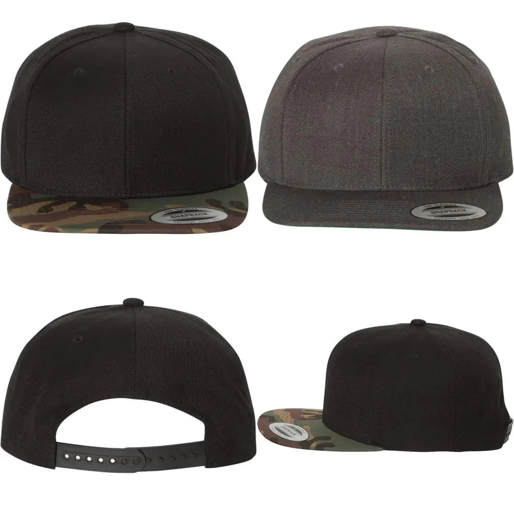 Six-Panel Premium Flatbill Snapback Cap Bulk Blank Hats Classic Design for Resale