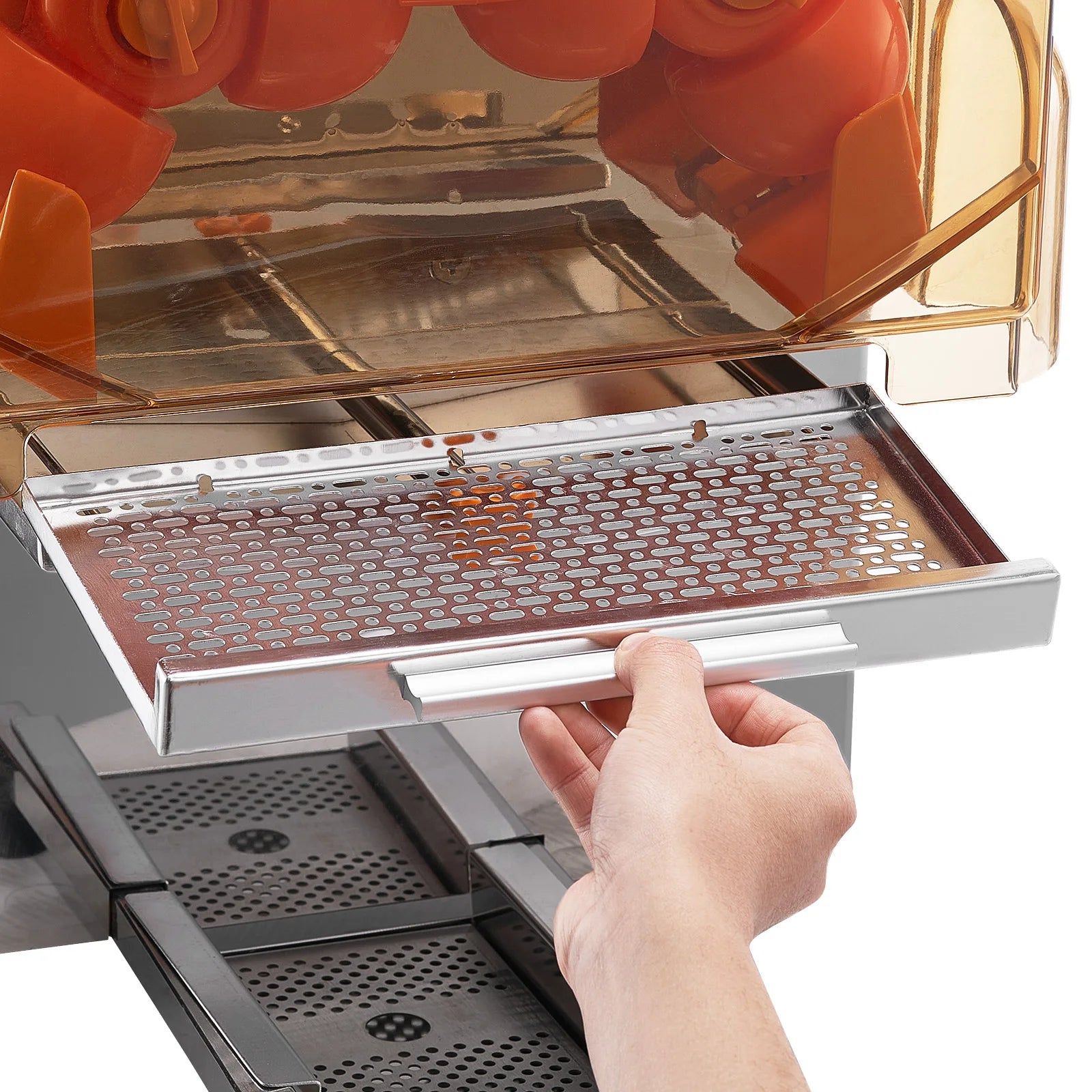 SucceBuy Commercial Orange Juicer Machine Automatic Juice Extractor Stainless Steel Orange Squeezer with Pull-Out Filter Box ﻿