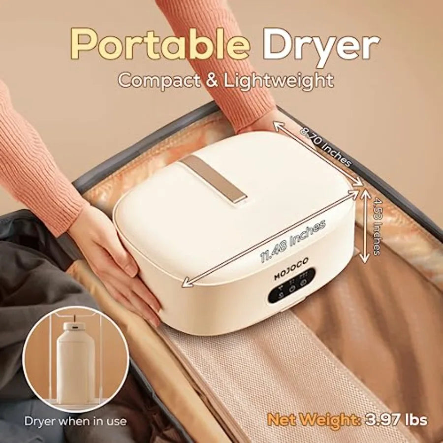 Portable Clothes Dryer and Foldable Washing Machine for Apartment, RV, Travel Lightweight Plastic, White Compact, Energy-Effici