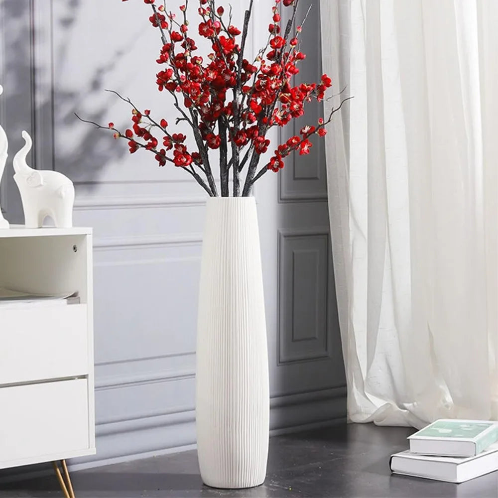 Big White Floor Vase, 24 Tall Floor Vase, Large Decorative Flower Vases for Decor Living Room Modern Home Office Bedroom