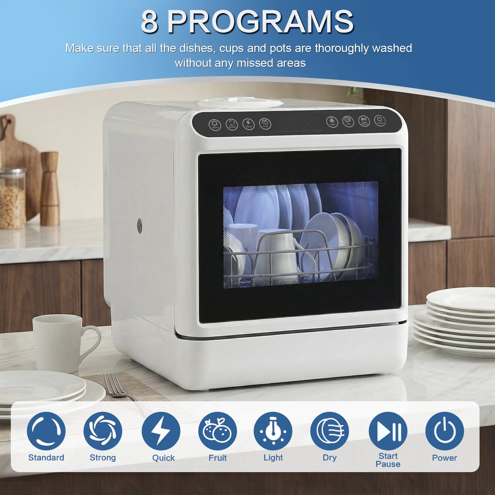Mini Dishwasher with 6L Built-in Water Tank Portable Dishwasher No Hookup Needed High-Temp& Air-Dry Function for Apartments