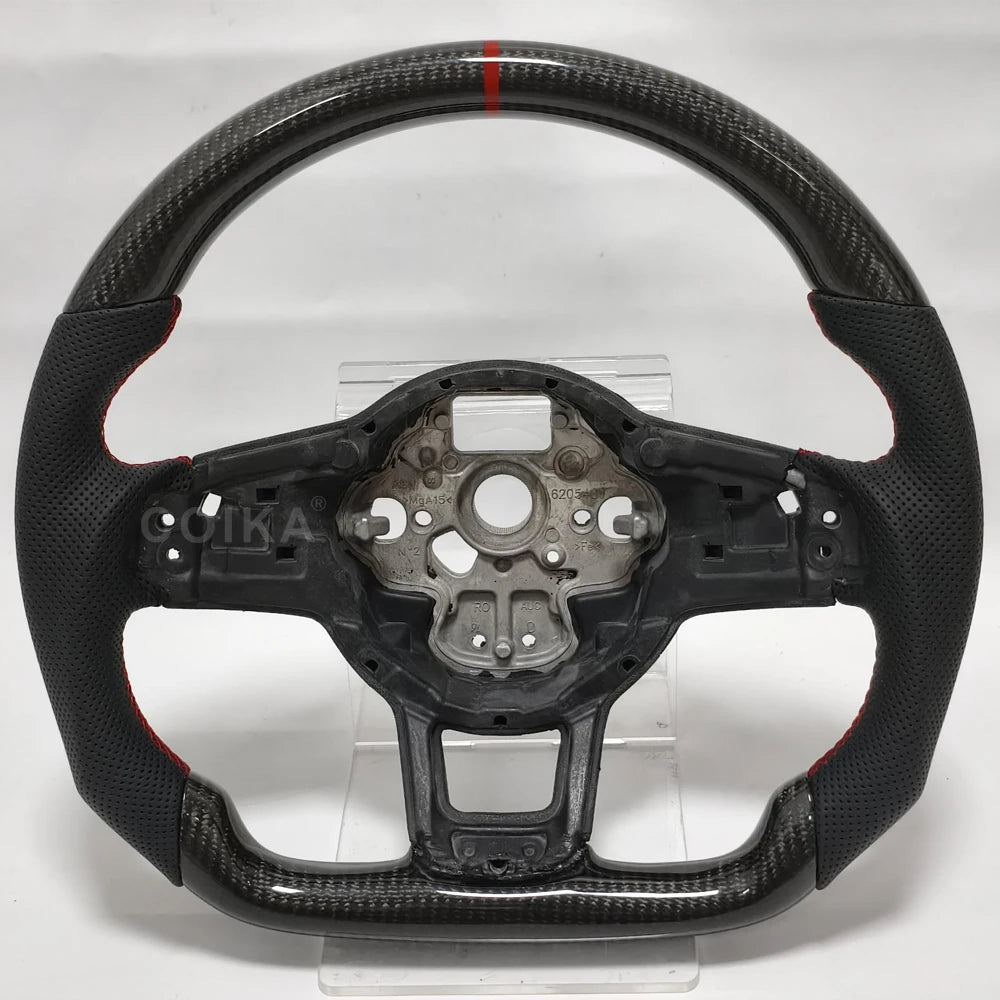 For Volkswagen Tiguan Golf 7 7.5 GTI GTE GLI 2013-2019 Real Carbon Fiber Steering Wheel Perforated Leather Sport Car Accessories