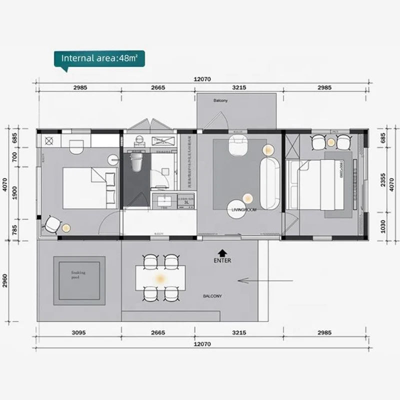 Ready to Live Prefab Modular Container Home Expandable Luxury Tiny House Villa for Airbnb Backyard ADU Guest House Office Cabi