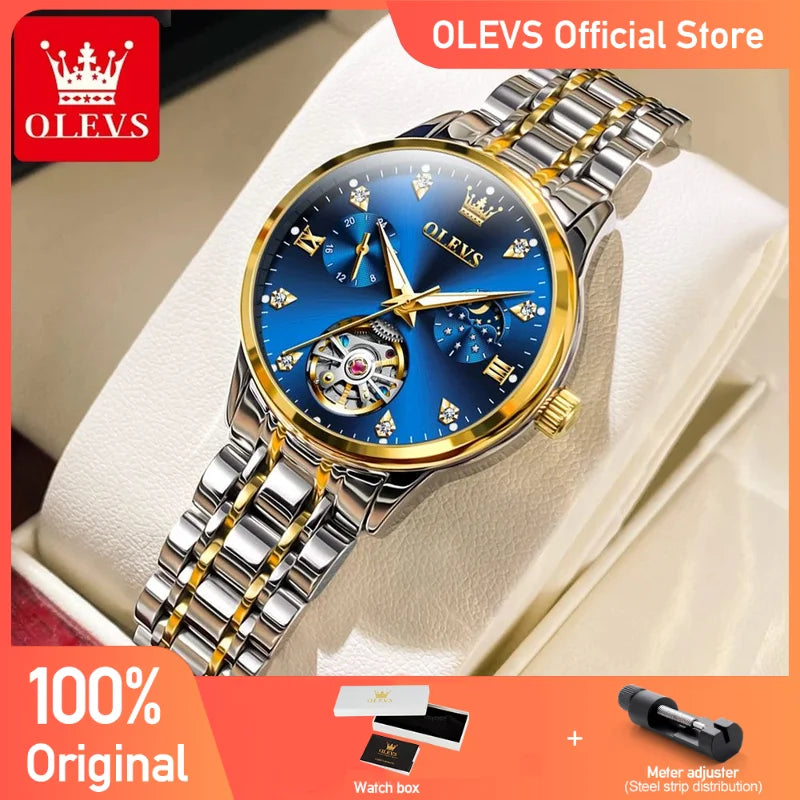 OLEVS Women's Watches Luxury Tourbillon Style Original Automatic Mechanical Watch for Woman Waterproof Luminous Ladies Watch