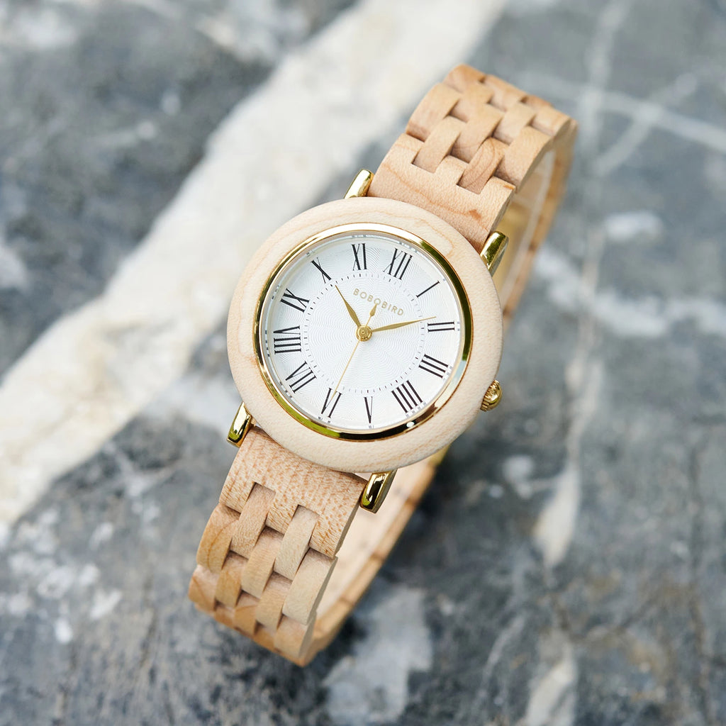 BOBO BIRD Women's Wooden Watch 2025 New Elegant Quartz Wristwatch for Ladies and Girl Natural Wood Timepiece Gift for Girlfriend