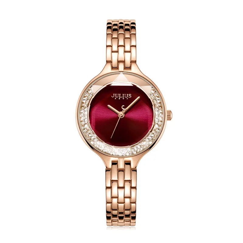 Moving Rhinestone Julius Lady Women's Watch Japan Quartz Elegant Fashion Hours Bracelet Stainless Steel Girl's Birthday Gift Box