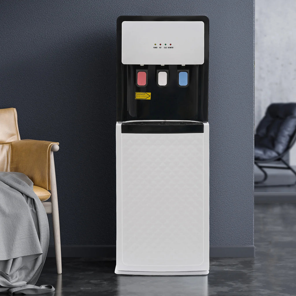 White Bottom Loading Water Cooler Dispenser,Hot & Cold Standing PP Water Dispenser Floor Standing for Home,Commercial