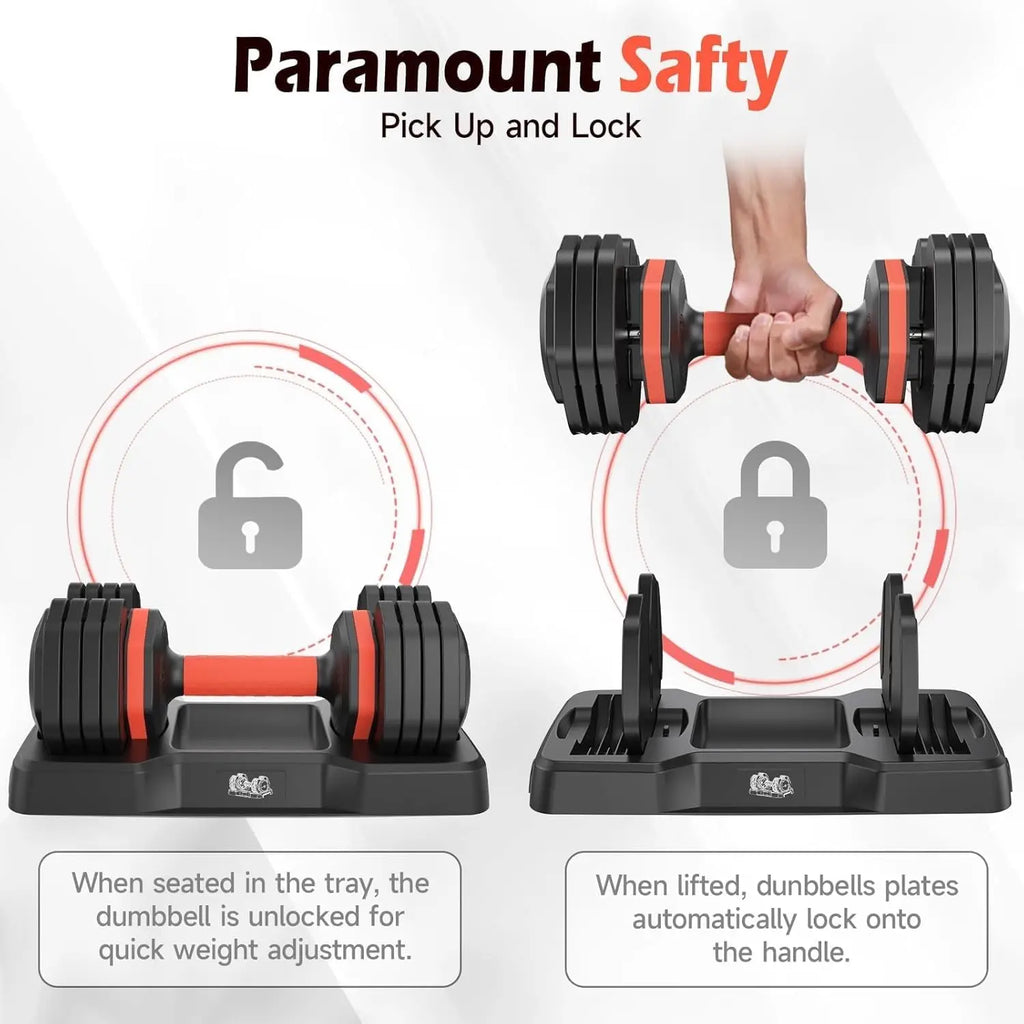 FEIERDUN Adjustable Dumbbells Set, 5LB to 25LB Dumbbell Pair,Home Gym 50lbs, Anti-Slip Handle for Exercise Equipment