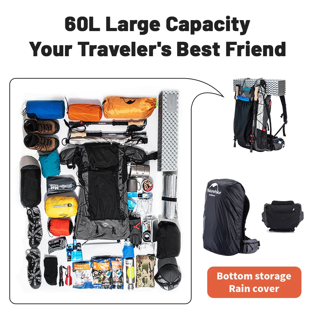 Naturehike Outdoor Hiking Bags Large Capacity Hiking Backpack Climbing Mountaineering Men's Women's Backpack Trekking Backpack