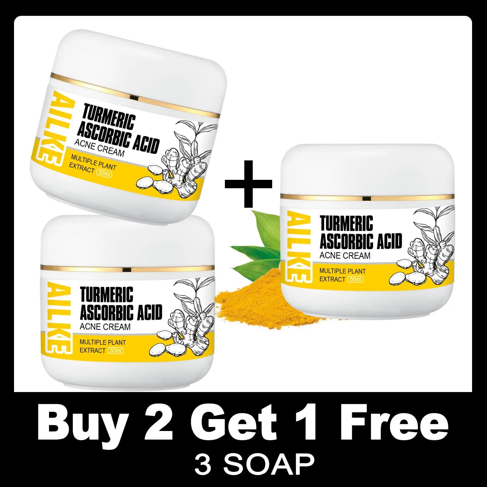 Organic Turmeric Skin Care Kit, Brighten, Remove Darkness, Spots, Acne, Lighten, Hydration, Exfoliate, Even Skin Tone,