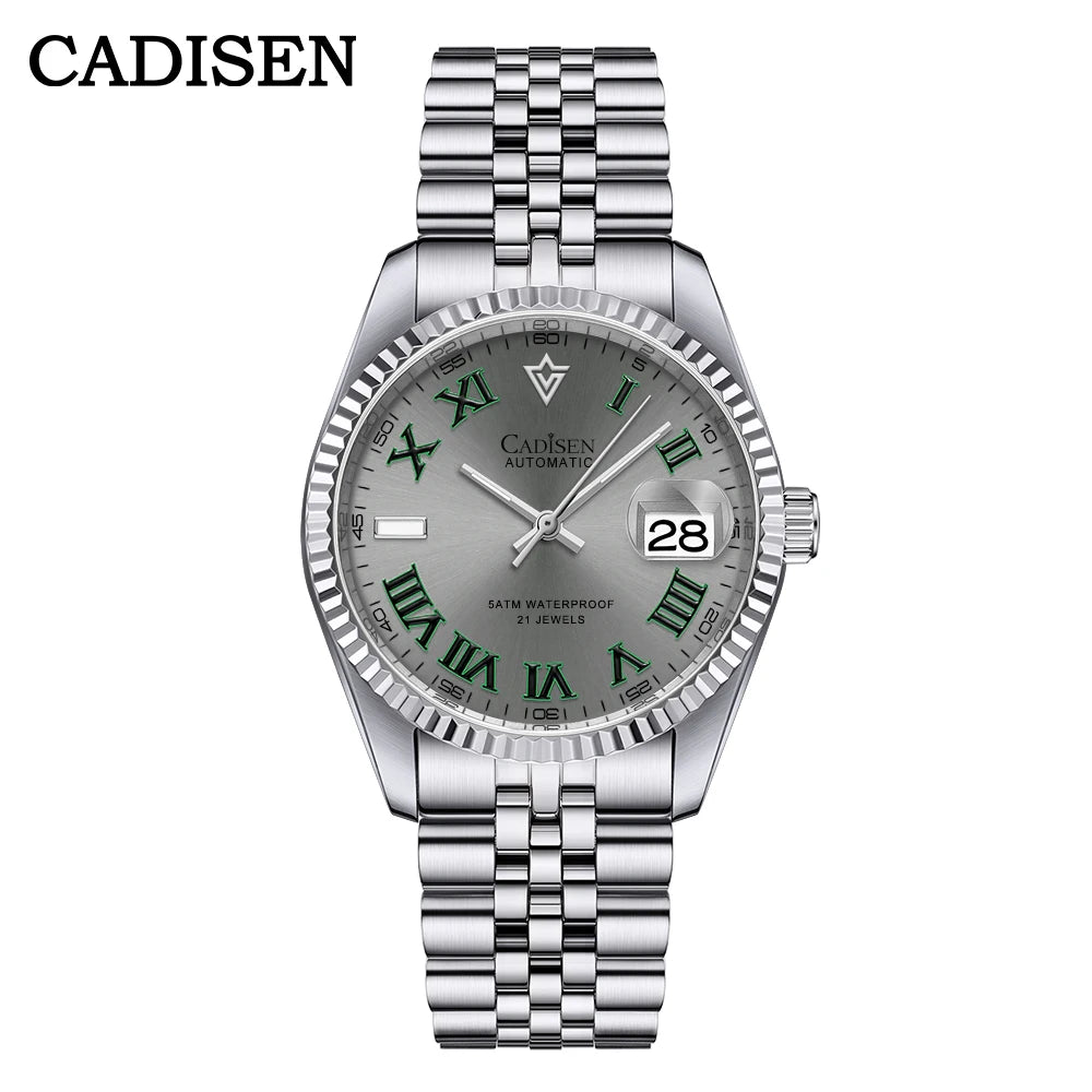 CADISEN 38MM Men's Automatic Mechanical Watch Luxury AR Sapphire Glass Waterproof Stainless Steel MIYOTA 8215 Men Wristwatch
