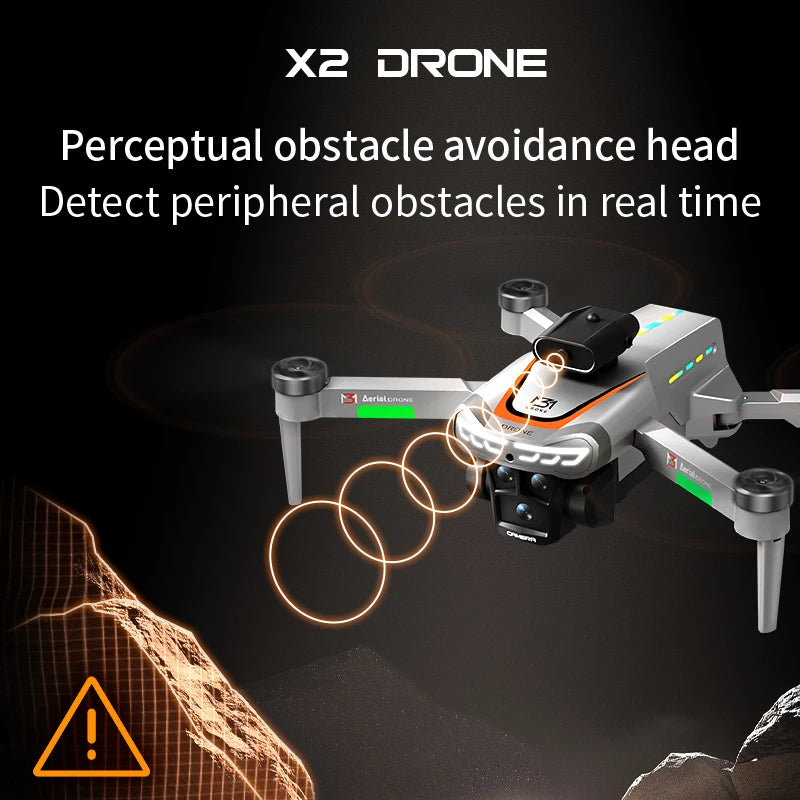 2026 X2 Promax Foldable Drone with HD 2.8'' Screen Controller Dual HD Cameras USB Charging Multi-Angle Shooting Real-Time Image Transmission LED Lights