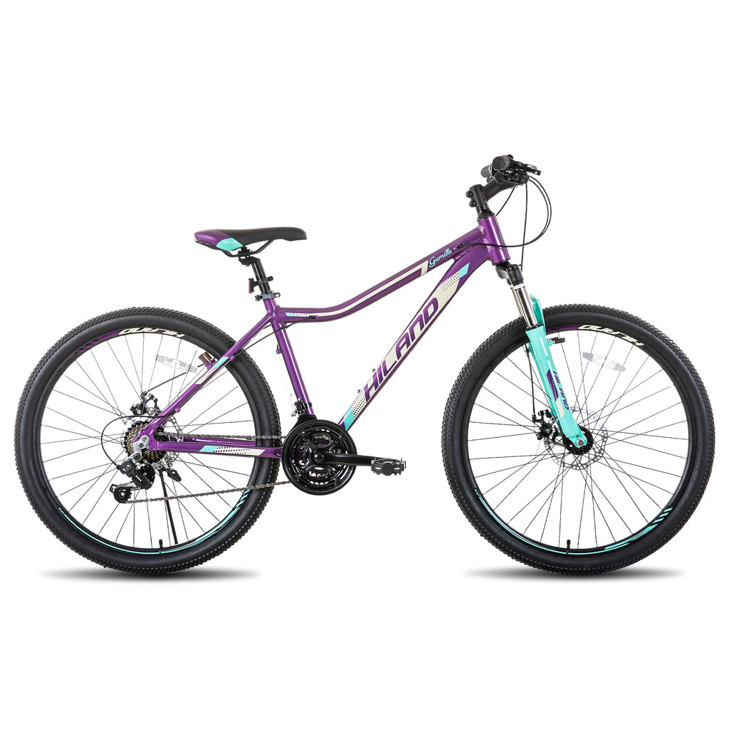 Hiland 20 26 27 Inch Mountain Bike for Women, 21 Speed with Lock-Out Suspension Fork, Dual Disc Brakes, Aluminum Frame MTB
