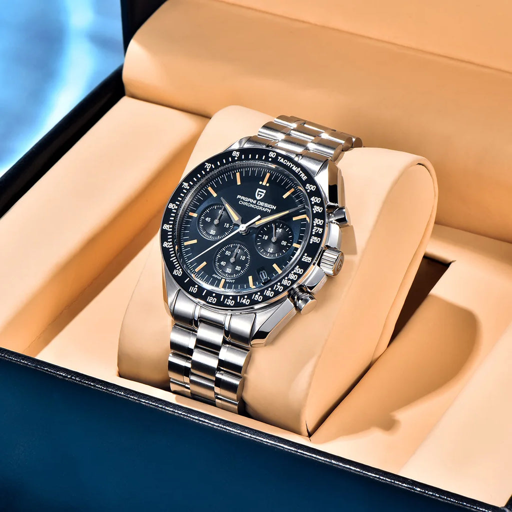 PAGANI DESIGN New Luxury Moon Quartz Watches For Men Stainless steel Luminous waterproof Sports Chronograph Man 2025 Retro Watch