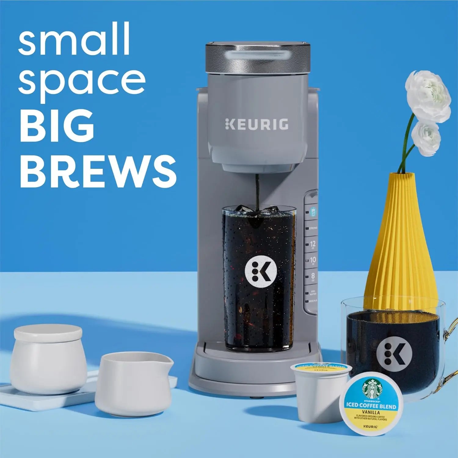 K-Iced Coffee Maker, Single Serve K-Cup Pod Iced Coffee Maker, With Hot and Cold Coffee Capabilities, Brews Any K-Cup Pod, Wh