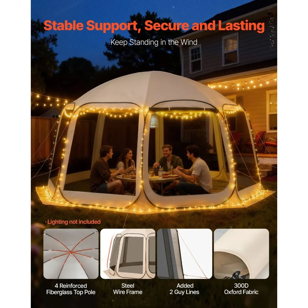 Pop-Up Screen House Tent 15' x 13.8' Camping 12-15 People Gazebo Portable