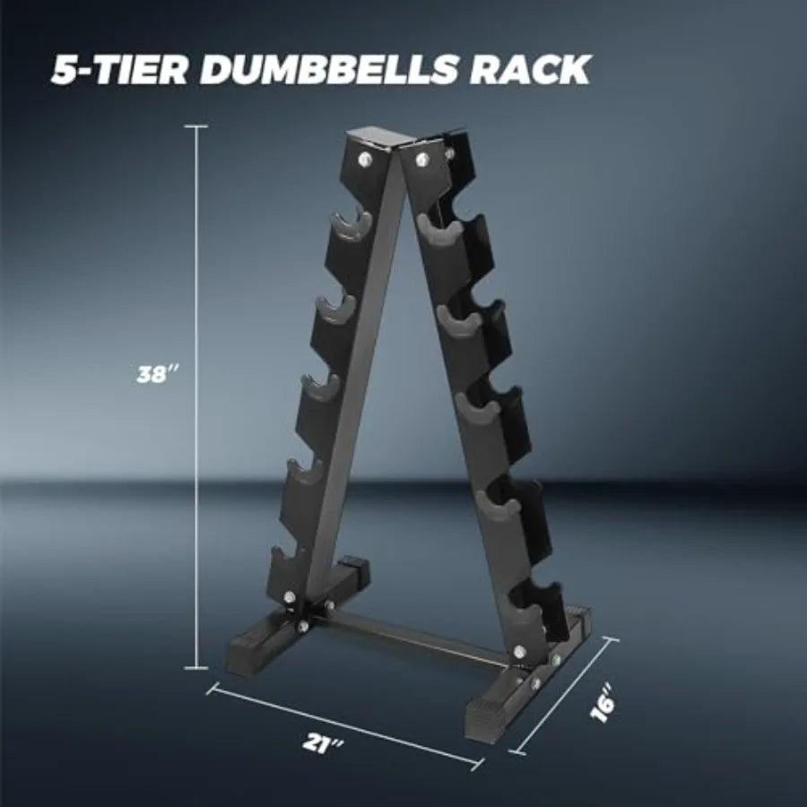 5-300LBS Rubber Encased Hex Dumbbell Sets with Optional Rack for Home Gym Coated Hand Weights for Strength Training Workouts